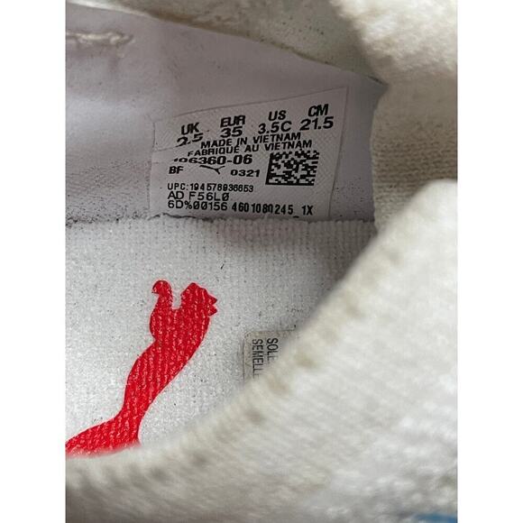 Puma Ultra White Mini Stripe Knit Softball Cleats Sneakers Girls Size 3.5C - Picture 9 of 11